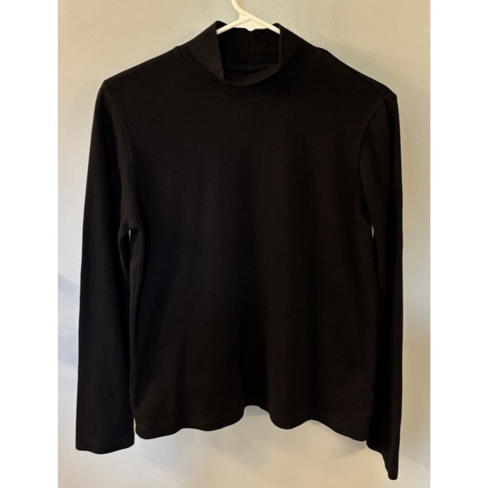St John's Bay Women's Classic Mock Turtleneck Black Size Medium Long Sleeve